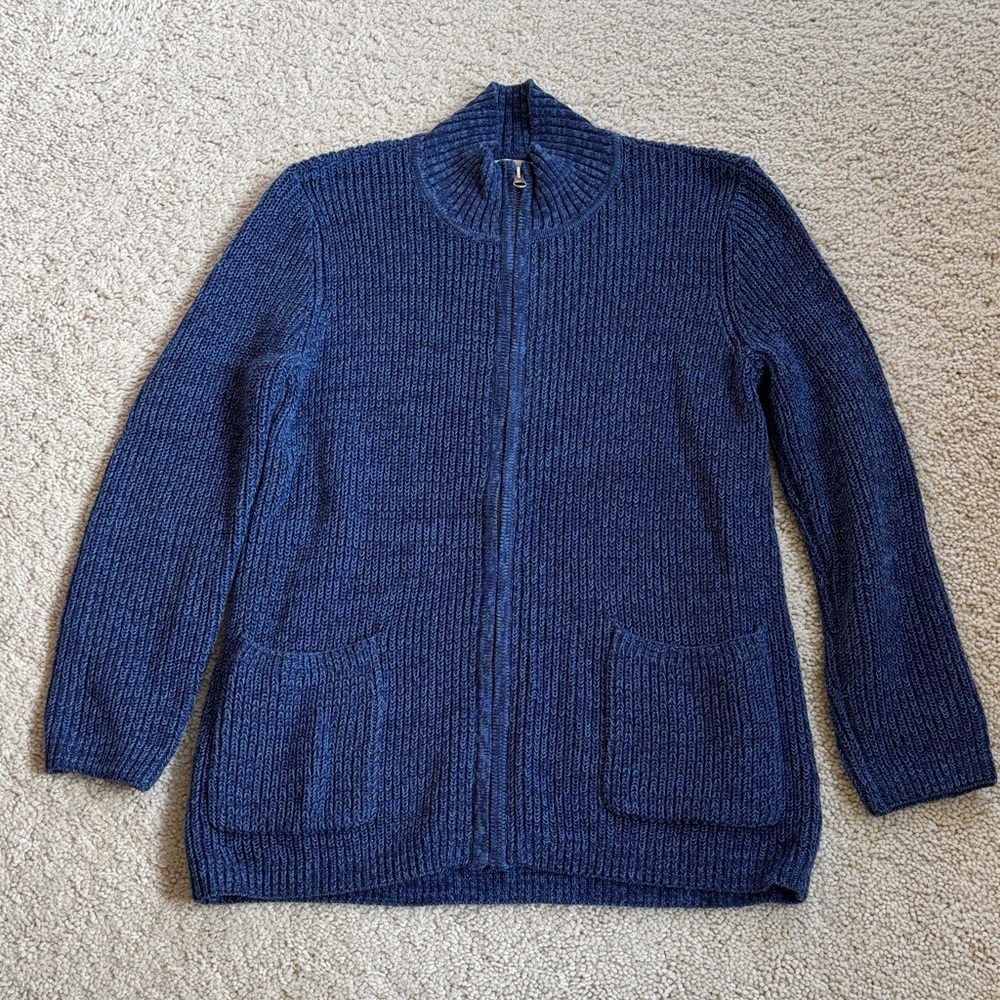 Coldwater Creek Men's Navy Zip-Up Sweater